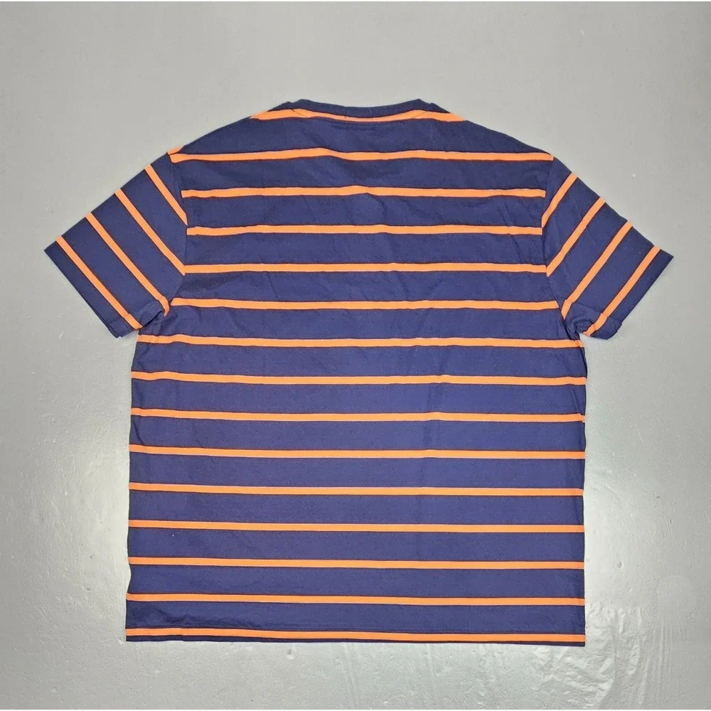 Polo Ralph Lauren T-Shirt Mens XXL Classic Fit Striped Blue Orange Short Sleeve‎